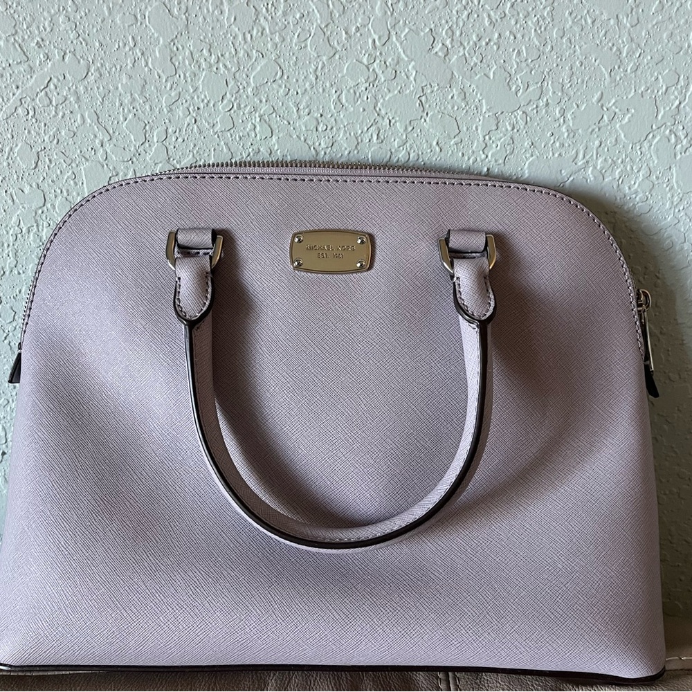 Michael Kors Cindy Lilac Crosshatched Dome Satchel Handbag Purse